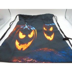 Halloween Backpack Drawstring Bag, Creepy Jack-O-Lanterns, Pumpkins, Treat Bag